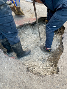 道路陥没箇所の復旧